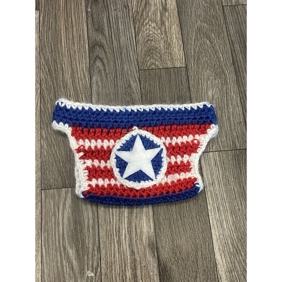Handmade Crochey Baby Newborn Costume photo prop Captain America Avengers - Picture 6 of 8
